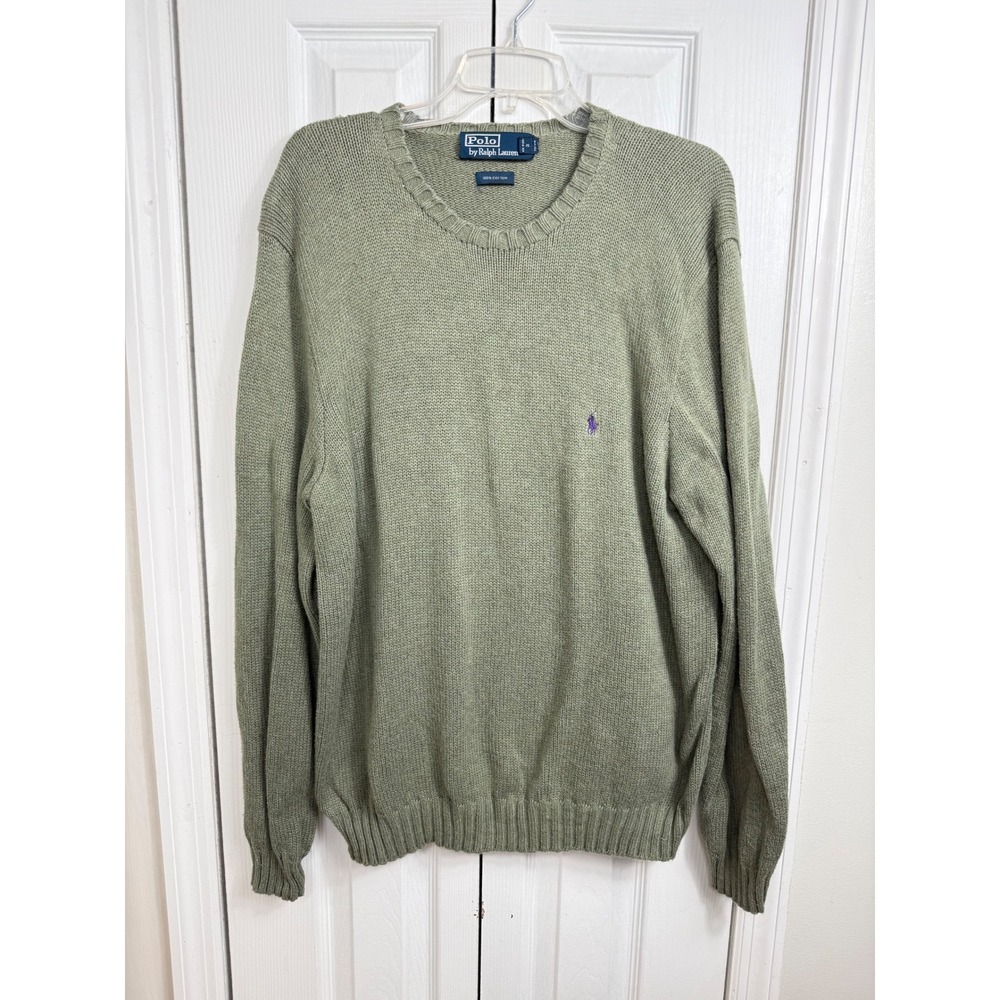 Polo Ralph Lauren Sweater XL Green Cotton Crewneck Preppy Minimalist Old Money